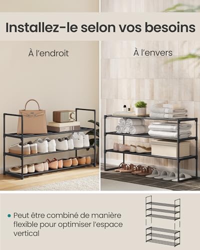 Étagère à chaussures 3 niveaux 16-20 paires SONGMICS