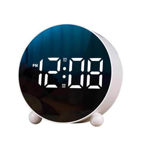 Lumive Digital Alarm Clock for Bedrooms, Large LED Display Bedside Clock with Date, Dual Alarms & Loud Ringtone for Heavy Sleepers, 3 Brightness Levels, USB or Battery Powered, White