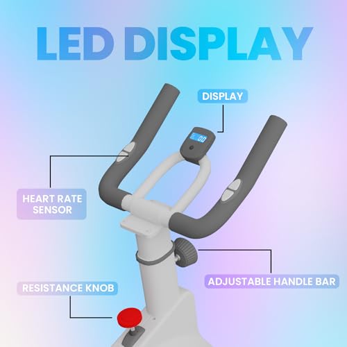Image of Durafit PowerSpin Fitness Bike with 8Kg Flywheel, Adjustable Resistance, LCD Monitor and Heart Rate Sensor for Fitness Exercise Cycle for Home Gym-Workouts (White)