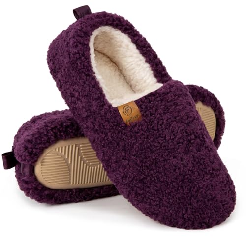 EverFoams Women’s Soft Curly Full Slippers Memory Foam