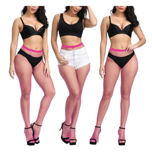 Image of Women Fishnet Stockings, High Waist Fishnet Tights Thigh Stockings Pantyhose