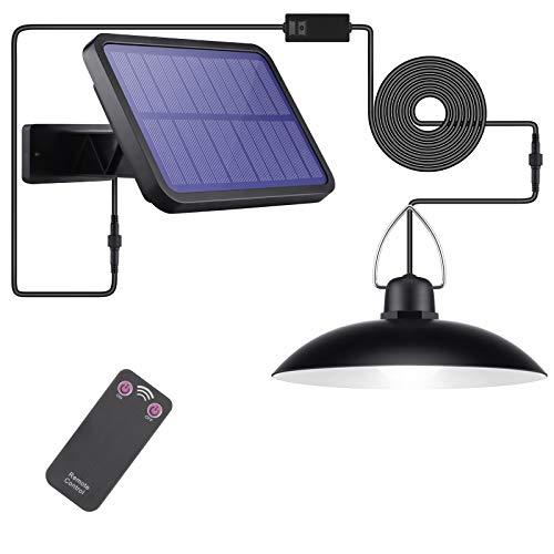 Lampes Solaires ExtéRieur, Lovebay IP65 Lumiere Solaire, Lampe Suspendue Solaire avec TéLéCommande, Lampes Solaires LED pour Interieur, Jardin, Cour, Camping, Garage, Panneau Solaire RéGlable à 180 °