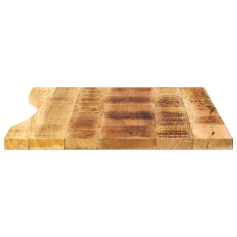 Eleganz Tablero de mesa de madera de mango macizo, 100 x 60 x 2,5 cm, con rebaje, acabado natural y tablero de escritorio robusto para oficina en casa y oficina