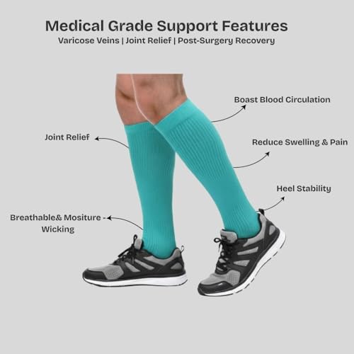 Image of KUE Compression Socks for Men & Women | Medical & Sports Support | Improves Blood Circulation, Joint Pain Relief | UV Sun Protection, Moisture-Wicking | Running, Football & Gym