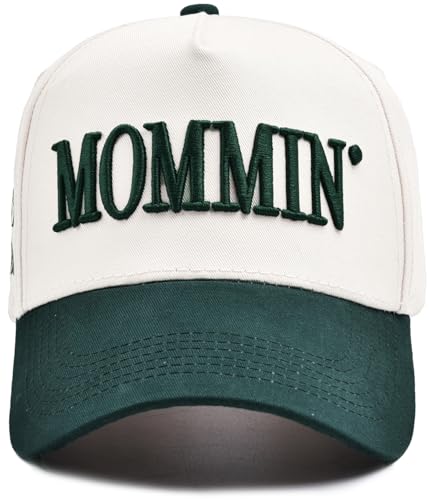 Image of Women's Mommin Trucker Hat - Vintage Two-Tone Ponytail Baseball Cap, Embroidered Adjustable Hat, Great Gift for Mom & Women
