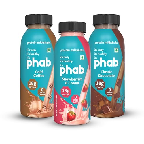 Image of Phab Assorted Protein Milkshakes(200Ml, Pack Of 24)With 18G Protein & No Added Sugar|Gluten-Free & Gut-Friendly, Trans Fat Free|Rich Source Of Fibre & Pre-Biotics|Healthy & Delicious Protein Shake