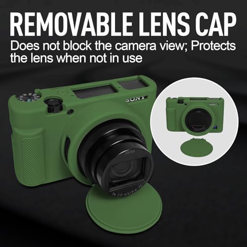 Image of Easy Hood Case for Sony DSC-RX100 IV V VI VII DSLR Camera, Silicone Camera Case Lightweight Soft Carrying Cover with Removable Lens Cover (Green)