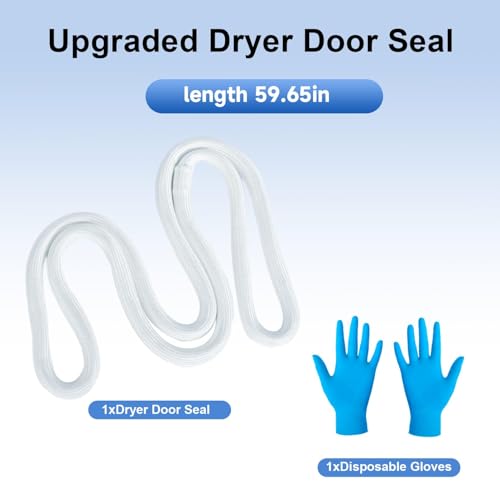 Image of Upgraded Dryer Door Seal Part Compatible with Whirlpool WED49STBW1 | WED4950HW0 Maytag and Kenmore Dryer Parts Model 110 Series Replace#: W10906683 W1082358 Durable Outer Nylon Inner Stainless