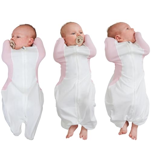 Image of Swaddle for Newborns, Baby Swaddles 0-3 Months 5-13lb, Arms Up Swaddle 0-3 Months Newborn with Moisture-Wicking Fabric, Promotes Healthy Hip Development, 2-Way Zipper & Foot Buttons, 1Pack,Pink