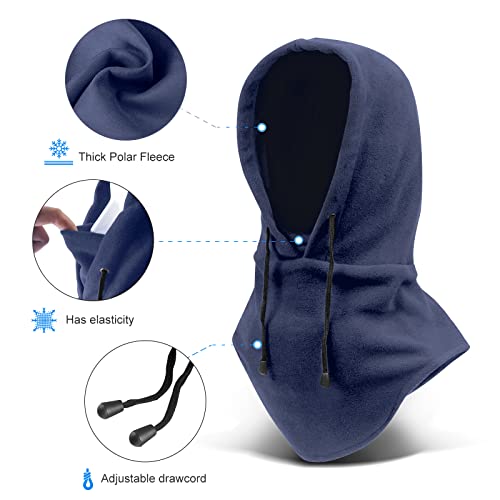 Bine Mens Winter Hat Cold Weather Face Mask Balaclava Hood Outdoor Heavyweight Sports Balaclava Windproof Navy #TOP2