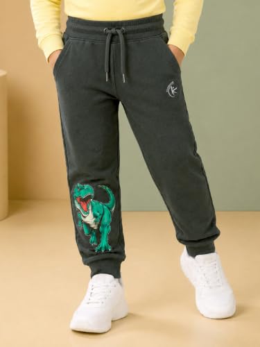 Image of KiddoPanti Boys Solid Fleece Track Pants | Cotton Poly Fleece Fabric | Ankle Length Bottom Rib | 2 Front Patch Pocket | Elastic Waist & Drawcord | Jogger Track Pants for Boys