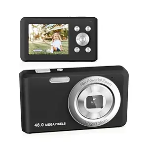 SLRNQJA Digital Camera, FHD 1080P Compact Camera with 32GB Card?48MP Camera 2.4'' LCD 16X Digital Zoom for Kid Student Children Teen Girl Boy(Black)