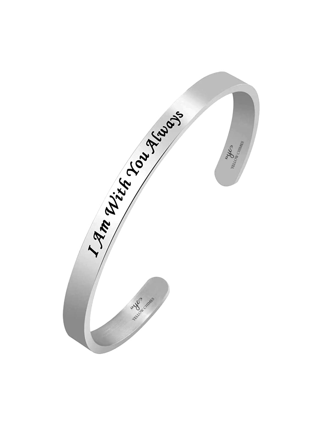 Yellow ChimesValentine Gift for Girls Unisex Bracelet for Women & Men Positive Quotes Inspirational Gifts Message Engraved Karma Band Bracelet Bangle Stainless Steel for Women & Men