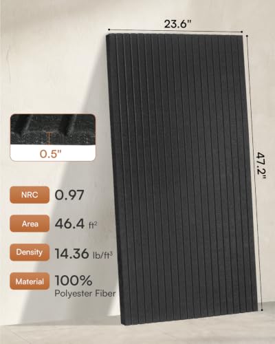 Image of SODOCT 6 Pack Large Acoustic Panels, 47.2 inch X 23.6 inch X 0.5 inch Sound Proof Panels for Walls, High Density Sound Absorbing Panels for Home Studio & Office, Black