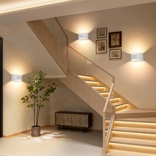 Image of 2 Pack Modern LED Wall Sconce Hardwired Indoor Wall Lights Up and Down Wall Mount Light Fixture for Living Room Bedroom Corridor Hallway Conservatory Warm White 3000K(with G9 Bulbs)