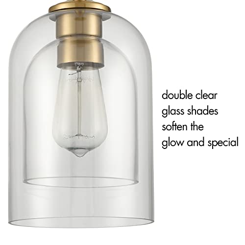 Yubole Glass Pendant Light Brass Pendant Lighting For Kitchen Island With Two Glass Shade Dimmable #TOP1