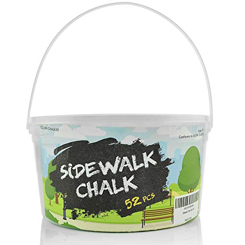 Fat Zebra Designs Sidewalk Chalk Set - 52 Vibrant Jumbo Street Chalks, 10 Bright Colors, Nontoxic, Washable, Tapered, Reusable Container #TOP2