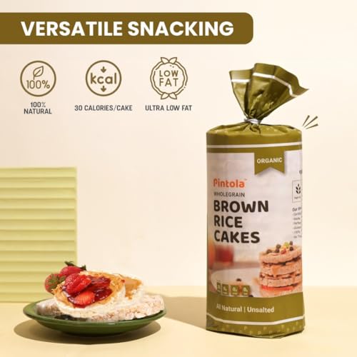 Image of Pintola Organic Brown Rice Cake All Natural Unsalted (130g x 2) | Gluten-Free Snack | 9 Wholegrains | Low Fat | 30 Calories per Cake | Soy & Yeast Free | Healthy Snack for Weight Loss