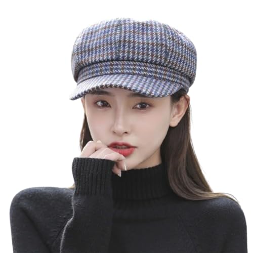 Béret pour femmes en laine grise élégant bonnet octogonal d'hiver style décontracté