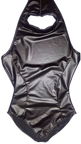 LinvMe - Traje de látex sin mangas para mujer Negro M Cover