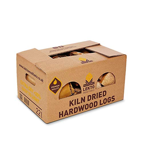 Lekto Woodfuels Kiln Dried Birch Firewood, 9 Boxes | 79 KG, Hardwood For Open Fires, Wood Burner, Fire Pits & Pizza Ovens | Chunky & Sweet Aroma | Eco Friendly Packaging | Less than 15% Moisture