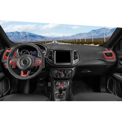Garniture intérieure rouge Jeep Compass 2017-2020 Jimen 8 pièces pour tableau de bord
