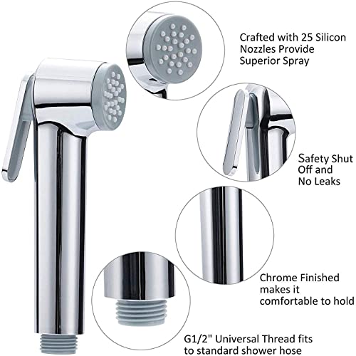 Image of KURIC ABS Health Faucet Gun For Bathroom, Jet Spray for Toilet, Shower Faucet, Toilet Bidet, Faucet Gun, Bathroom Jet Spray, Toilet Hand Jet Spray Health Faucet, Gun Only, Chrome Finish