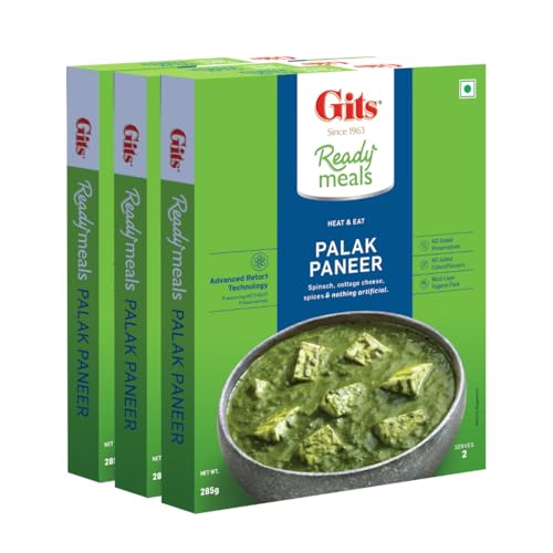 Gits Ready to Eat Palak Paneer, Pure Veg, Heat and Eat Indian Dis...