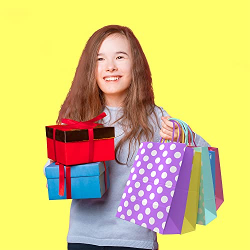 Image of BLEWINDZ 32 Pieces Small Gift Bags with 32 Tissues, 8 Colors Rainbow Party Favor Bags with Handle for Birthday, Wedding and Party Celebrations (Polka Dots)