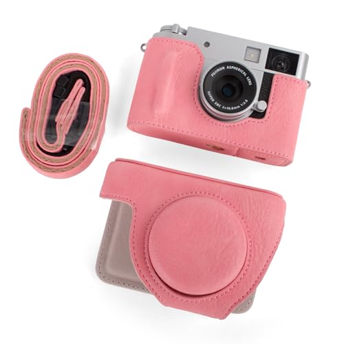 Rieibi X-Half Case, funda de piel sintética para cámara Fujifilx mitad sin espejo, funda protectora con correa de hombro ajustable, marrón, funda de belleza