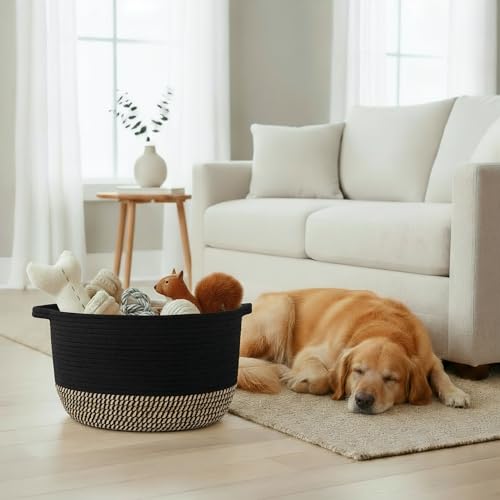 image for ZICOTO Stylish Cotton Rope Storage Basket For Dog Toys, Magazines or B