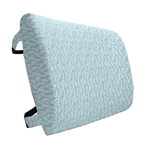 ABAKUHAUS Azul pálido Cojín Lumbar, Pinceladas, cojín de Respaldo Suave para sillas de Oficina con Correas Ajustables, 36 x 34 cm, Baby Blue and White