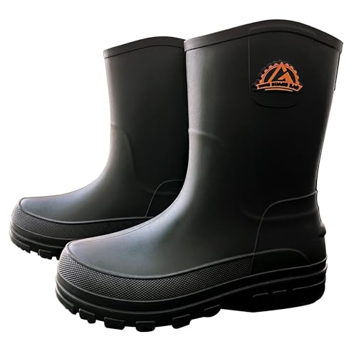 Rouhuhura Botas de lluvia para hombre, botas de agua para hombre, botas de agua cortas para hombre, botas de goma para jardín, botas de agua negras para jardinería, pesca, caminar, barro, perros,