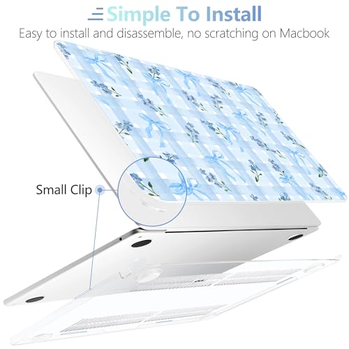 Image of MEEgoodo Case for M5 /M4 /M3 /M2 MacBook Air 13 inch 2026 2025 2024 2022, Fit Model A3449 /A3240 /A3113 /A2681, Case Compatible with MacBook Air 13.6-inch, Flower&Bows&Watercolor Plaid