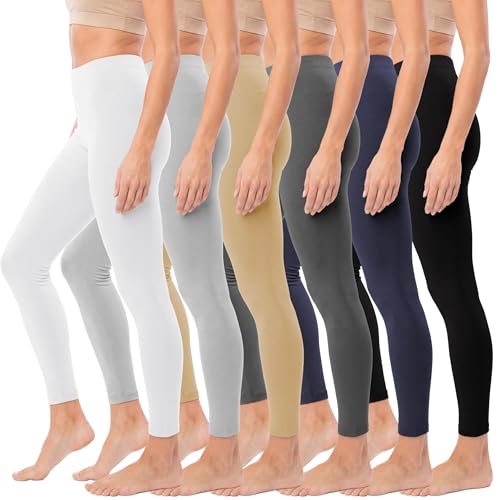 Image of Sexy Basics Womens Ultra Soft Cotton Stretch Full Length Footless Leggings Skinny Pant Tights | Multi Packs & Colors