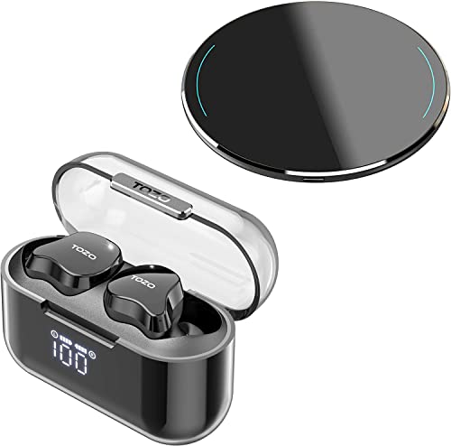 TOZO Crystal Buds Bluetooth 5.3 True Wireless Stereo Earbuds Black & TOZO W1 Wireless Charger Black