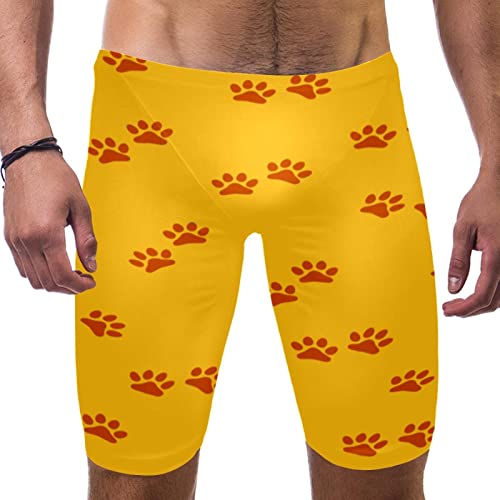 Bañador de natación naranja hombre de secado rápido con estampado de patas para entrenamiento