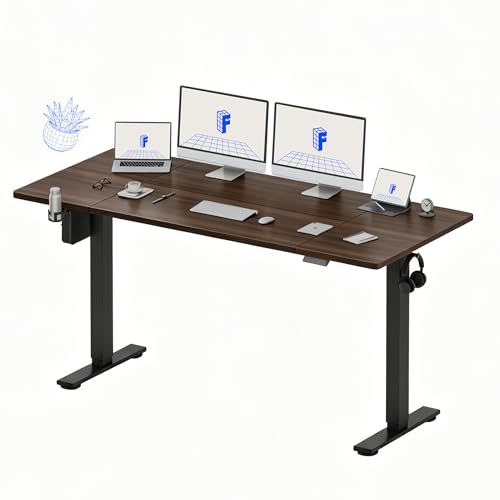Image of FLEXISPOT 79x32 Inch Electric Large Standing Desk for Home & Office, Spacious Splice Board Desk with Cable Management & Organizer, Cup Holder & Hook, Black Walnut