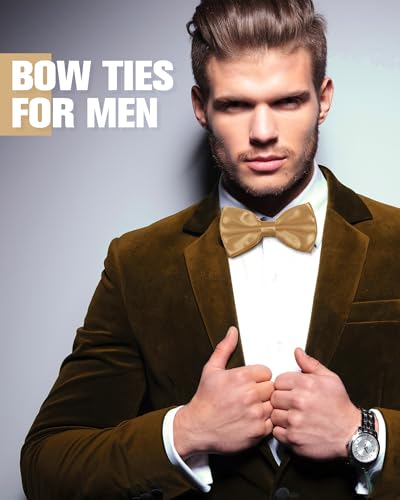 Image of Hercicy 20 Pieces Bow Ties for Men, Formal Satin Solid Tuxedo Adjustable Length Pre Tied Bow Ties for Wedding Celebration