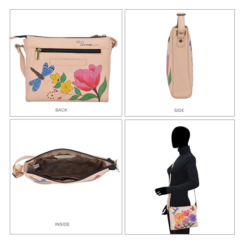 Image of Anna by Anuschka Women's Hand-painted Women's Genuine Leather Slim Medium Crossbody