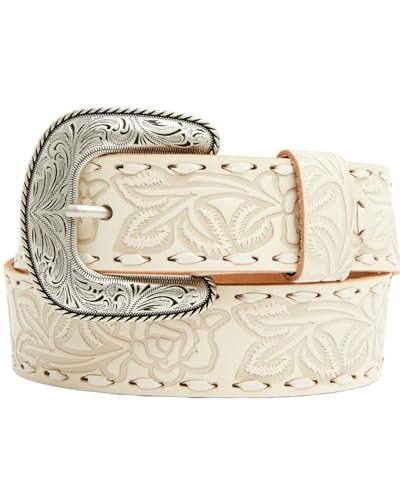 Shyanne Women's Rose Embossed Verity Classic Buckle Belt - SAFA25BT6-CRM
