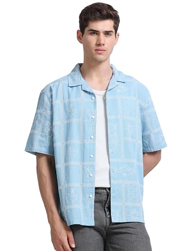 Image of StitchX Men's Tropical Embroidered Resort Shirt-XS-2XL