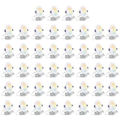 zouzai 44 Pack 4 Inch Ultra-Thin LED Recessed Ceiling Light with Junction Box 5CCT Adjustable Dimmable Can-Killer Downlight - ETL and Energy Star Certified