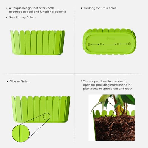 Image of YUCCABE ITALIA SHERA Fence-TRA 14 INCH Plastic Flower Pot Suitable for Inddor Outdoor Kitchen Garden