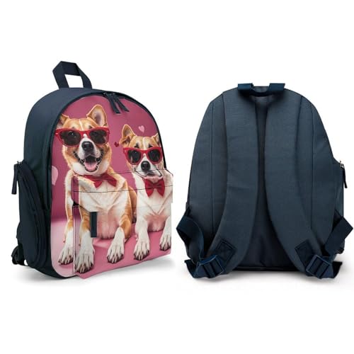 Dogs Wearing Sunglasses Backpack for Men Women, Durable Small Bookbag Lightweight Daypack for Travel, Hiking, Blue-style4