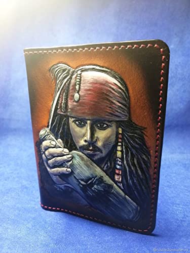 Jack Sparrow, 3D Genuine Leather Travel Passport Cover, Passport Holder, Passport Case, Hand-Carved, Hand-Painted, Leather Carving, Custom Passport Case, Personalized Passport Case4