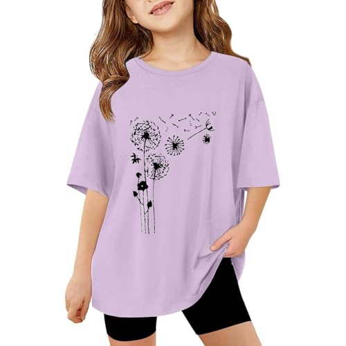 Kids Teen Girls Shirts Crew Neck Short Sleeve Solid Color T-Shirt Sunsafe Oversized Tops Loose Fit Cotton