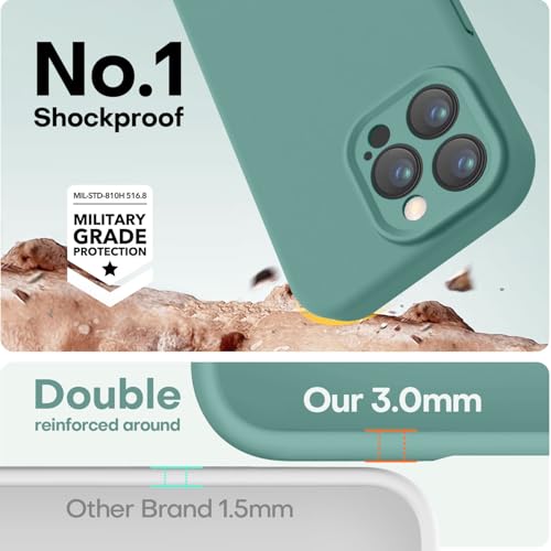 Image of LOVE 3000 Designed for iPhone 16 Pro Max Case, Premium Silicone with [Soft Anti-Scratch Microfiber Lining] Shockproof Protective Phone Case for Holsters 6.9 inch, Pine Green