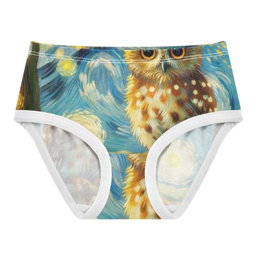 Cute Owl Starry Night Panties for Girl Girls Underwear Toddlers Cotton Cartoon Undies Kids Briefs 2t
