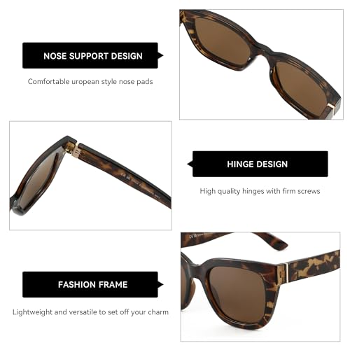 ZENOTTIC Retro Square Polarized Sunglasses for Women Vintage Sun Glasses UV400 Protection Trendy Shades Fashion Style4